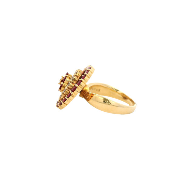 18K Yellow Gold 1980's 2.41ct Ruby 1.18ct Diamond Spinner Ring Size 7.5