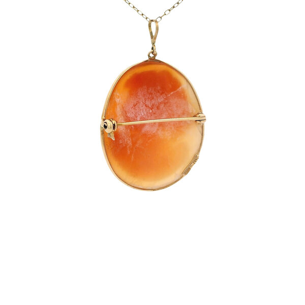 14K Yellow Gold Cameo Pendant/Pin 25x32mm