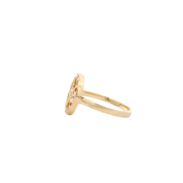 14K Yellow Gold Mother of Pearl & Enamel .03ct Diamond Compass Ring