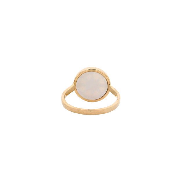 14K Yellow Gold Mother of Pearl & Enamel .03ct Diamond Compass Ring