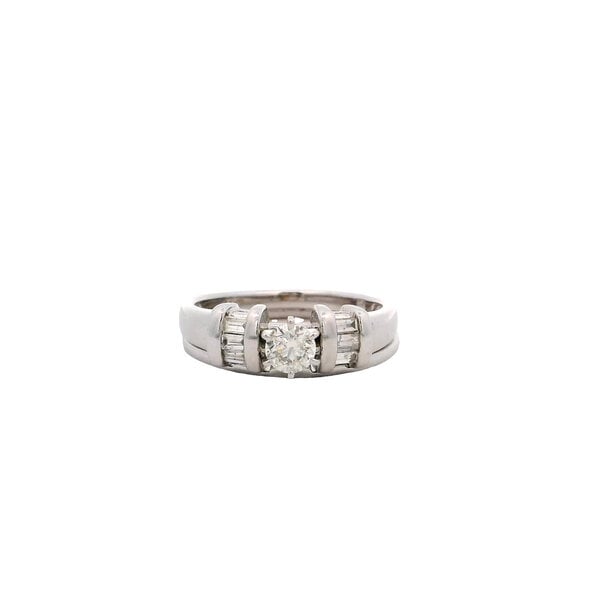 14K White Gold 1980's .55ct Diamond Ring with Band Size 7