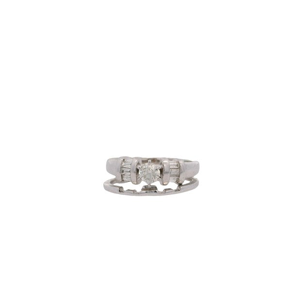 14K White Gold 1980's .55ct Diamond Ring with Band Size 7