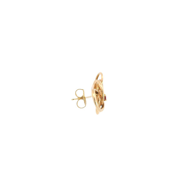 SALE 14K Yellow Gold .10ct Ruby 11mm Love Knot Post Earrings