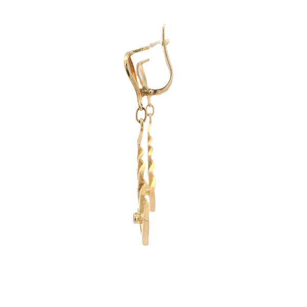 14K Yellow Gold Estate .02ct Diamond Chevron Dangle Earrings