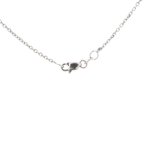 14K White Gold 1920's .20ct Diamond & Blue Stone Art Deco Filigree Necklace 18"