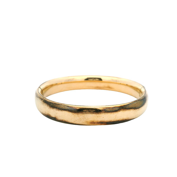 Gold Filled 1940's 11mm Hinged Bangle with Filigree Pattern and Monogram 7.5"