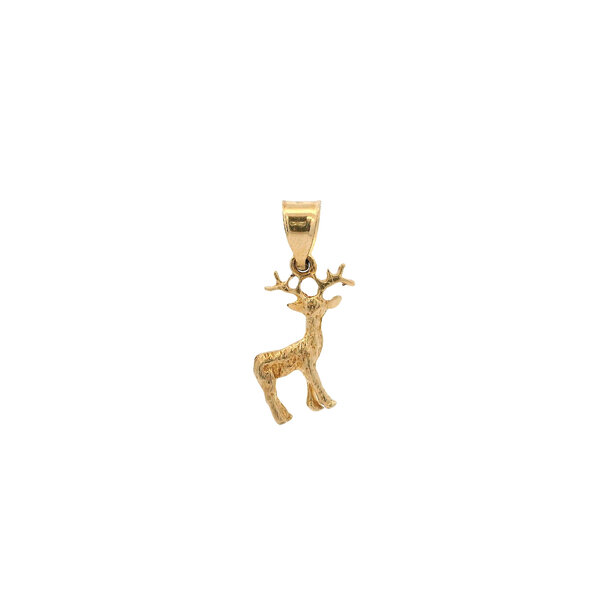 10K Yellow Gold Estate 25 x 11mm Textured 3-D Buck Charm