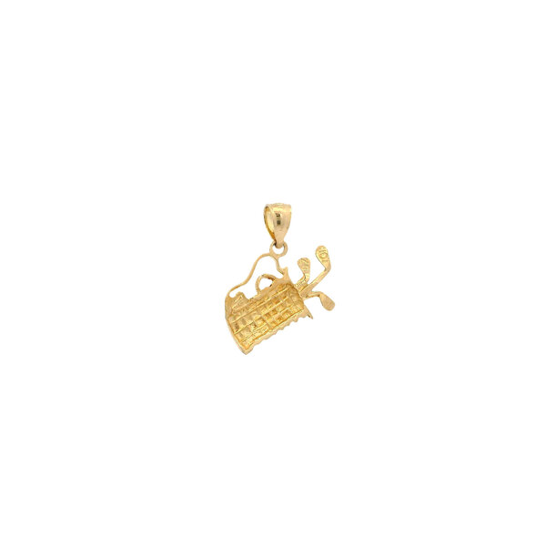 10K Yellow Gold Estate Polished & Textured 19x17mm Golf Bag Charm