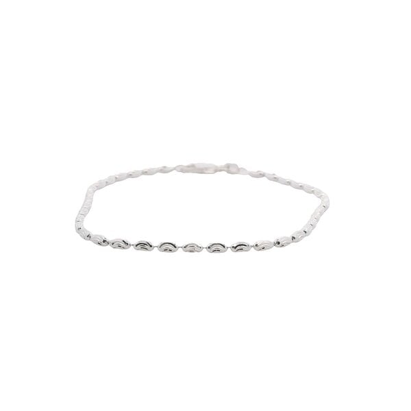 Sterling Silver Diamond Cut Rice Bead Bracelet