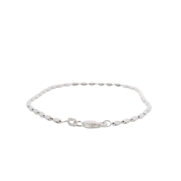 Sterling Silver Diamond Cut Rice Bead Bracelet