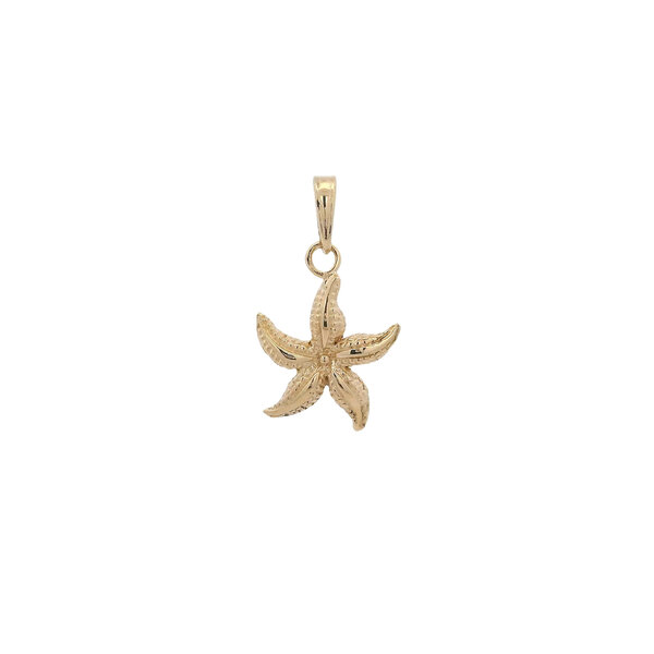 14K Yellow Gold 17x12mm Textured Starfish Charm