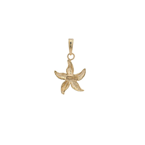 14K Yellow Gold 17x12mm Textured Starfish Charm