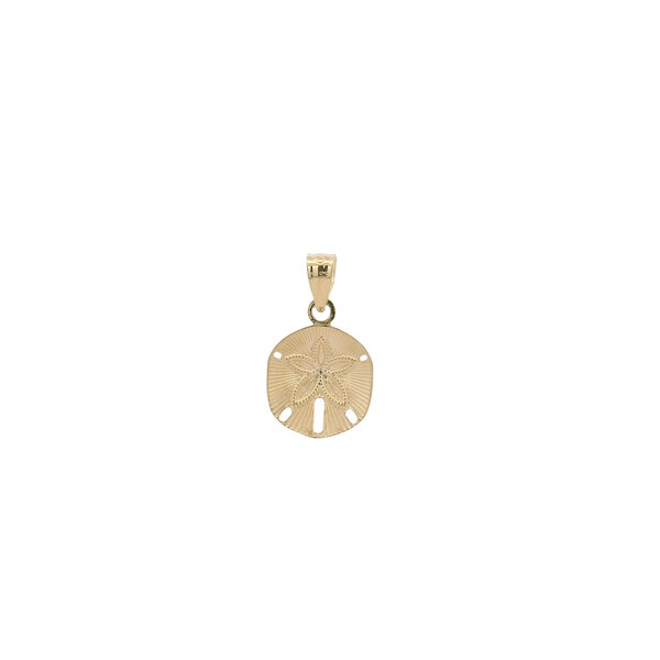 14K Yellow Gold 18x10mm Diamond Cut Satin Textured Sand Dollar Charm