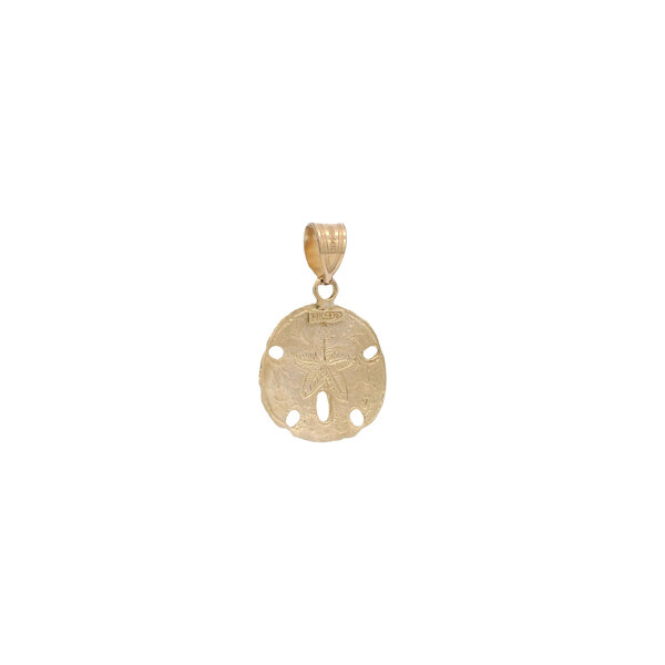 14K Yellow Gold Polished Sand Dollar Pendant 21x15.4mm