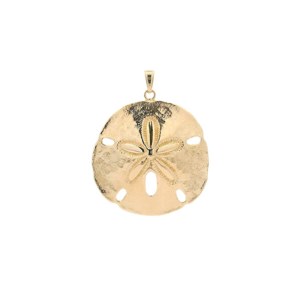 14K Yellow Gold 40X37mm Textured Sand Dollar Charm