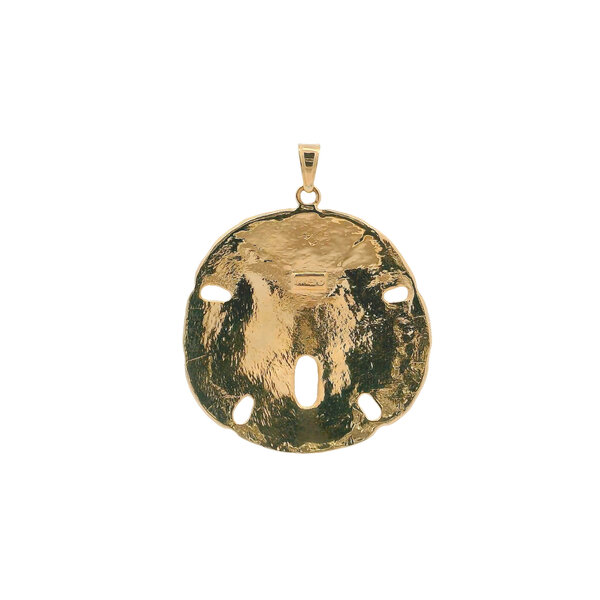14K Yellow Gold 40X37mm Textured Sand Dollar Charm