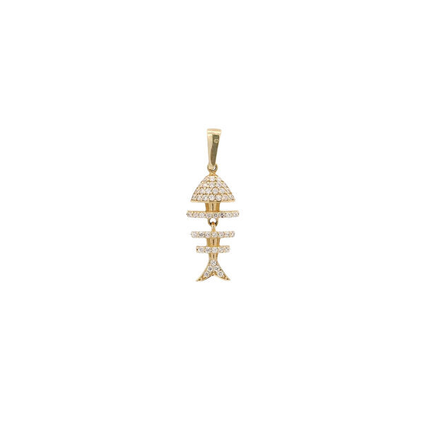 14K Yellow Gold Cubic Zirconia Articulated Bonefish Charm 26x9mm