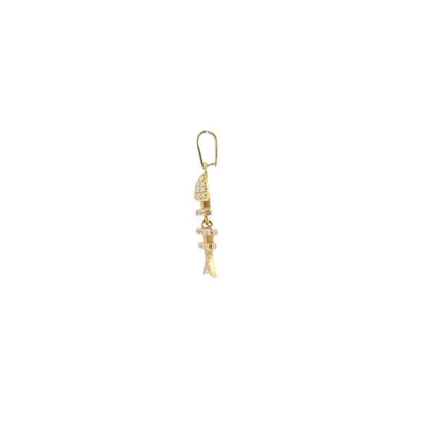 14K Yellow Gold Cubic Zirconia Articulated Bonefish Charm 26x9mm