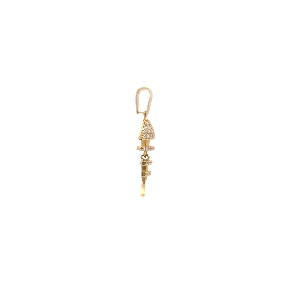 14K Yellow Gold Cubic Zirconia Articulated Bonefish Charm 26x9mm