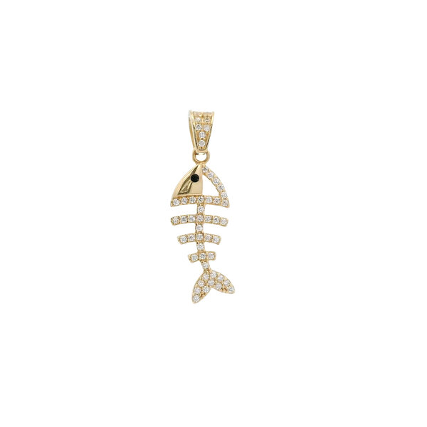 14K Yellow Gold Cubic Zirconia Bonefish Pendant 28x9mm