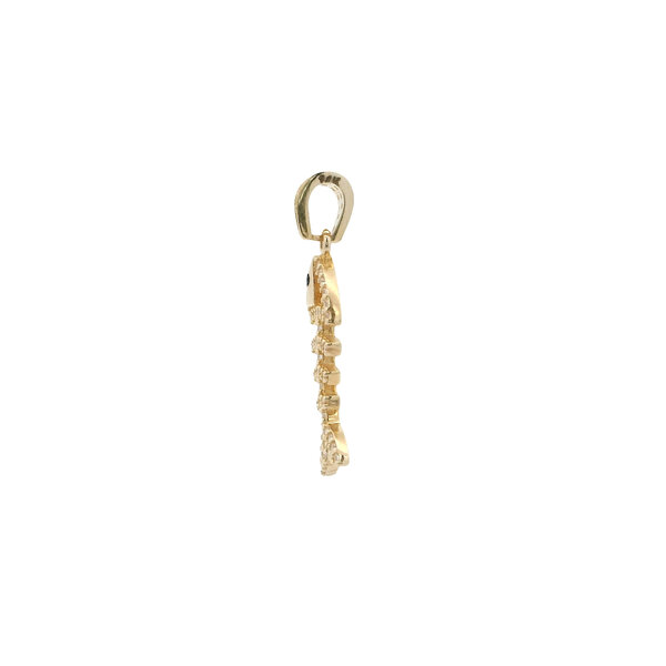 14K Yellow Gold Cubic Zirconia Bonefish Pendant 28x9mm
