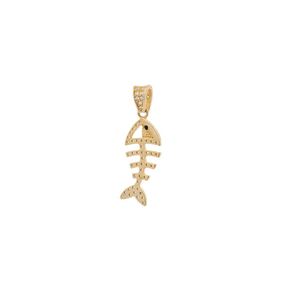 14K Yellow Gold Cubic Zirconia Bonefish Pendant 28x9mm