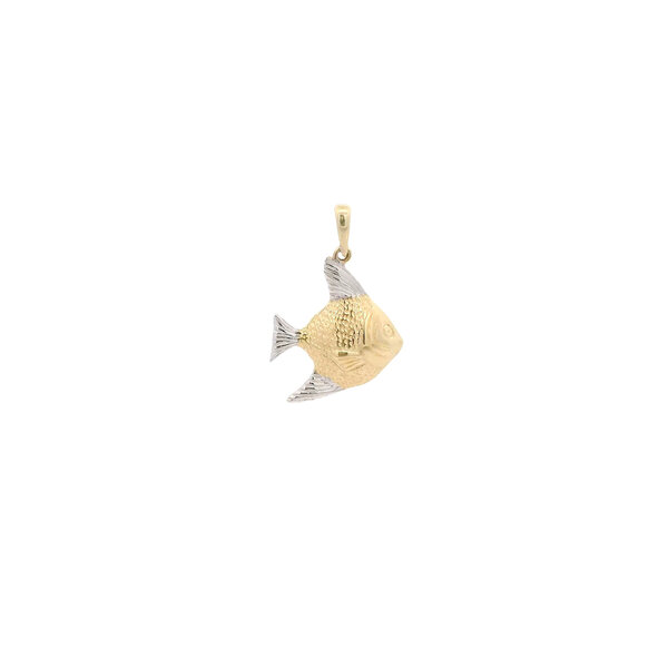 14K Yellow and White Gold 22x14mm Textured Angelfish Charm