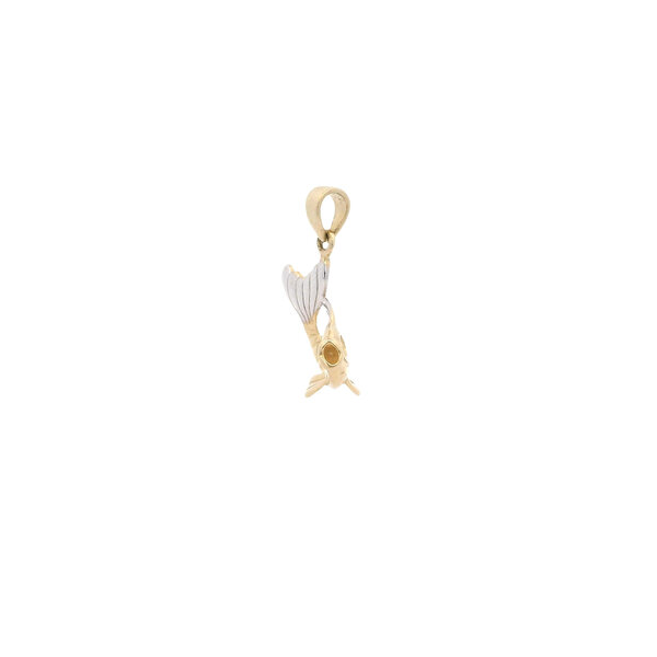 14K Yellow and White Gold Polished Reversible Koi Fish Charm 21x17mm