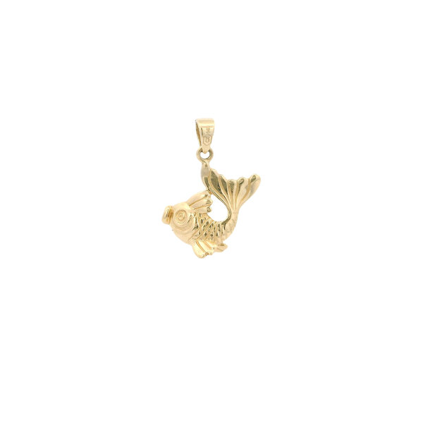 14K Yellow and White Gold Polished Reversible Koi Fish Charm 21x17mm