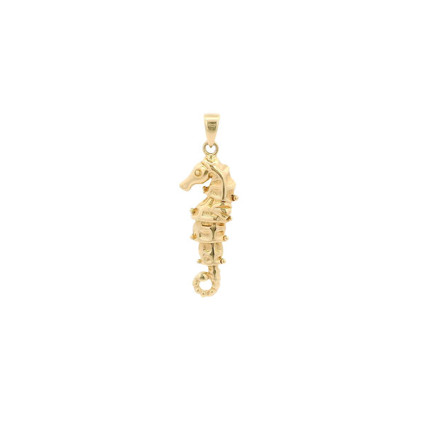 14K Yellow Gold Articulated Sea Horse Charm 30x9mm