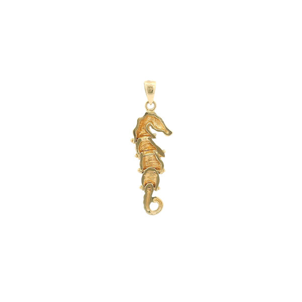 14K Yellow Gold Articulated Sea Horse Charm 30x9mm