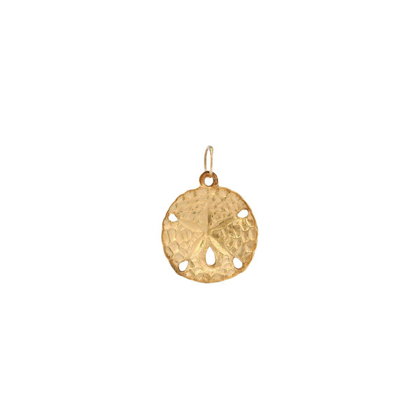 14K Yellow Gold Textured Sand Dollar Charm 21x15mm