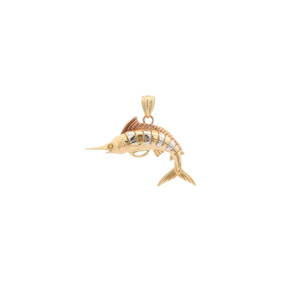 14K Yellow, White, and Rose Gold 30x21mm Polished Sailfish Charm