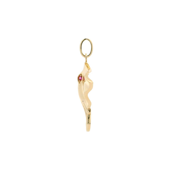 14K Yellow Gold .02ct Ruby Sting Ray Pendant 36x25mm