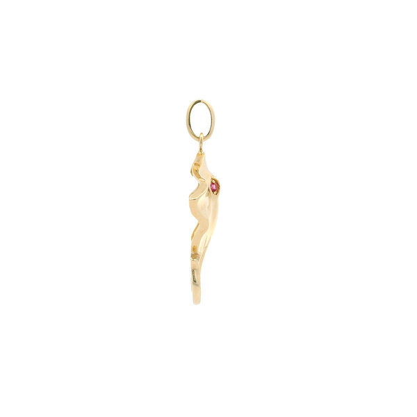 14K Yellow Gold .02ct Ruby Sting Ray Pendant 36x25mm