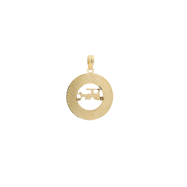 14K Yellow Gold Charleston Horse & Carriage Disc Charm