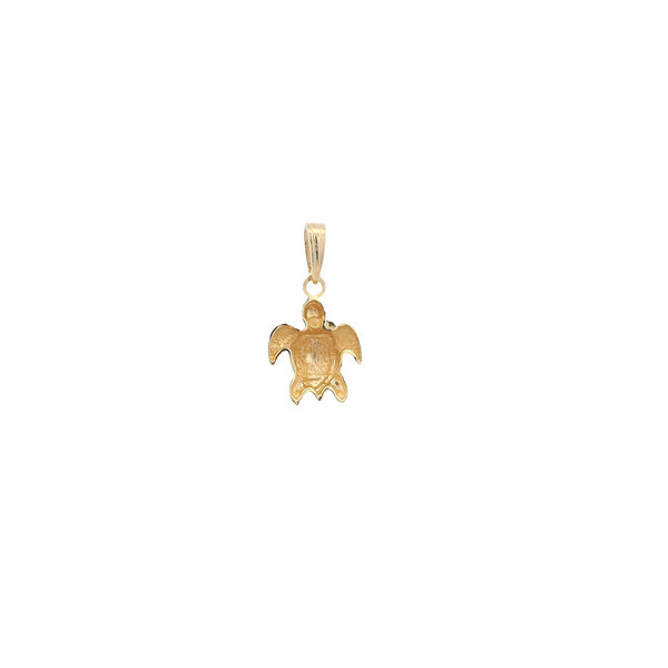 14K Yellow Gold 16x8.8mm Textured Sea Turtle Charm