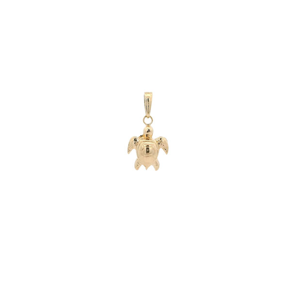 14K Yellow Gold 16x8.8mm Textured Sea Turtle Charm