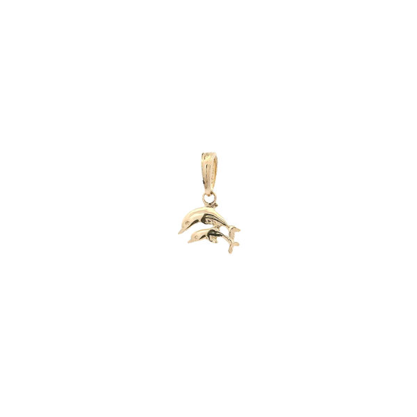 14K Yellow Gold Mini Double Dolphin Charm 6x9mm
