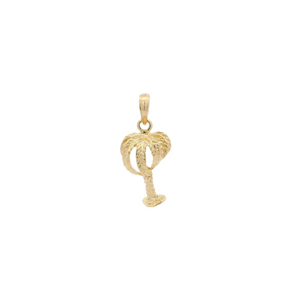 14K Yellow Gold 15.8x11.2mm Textured Palm Charm