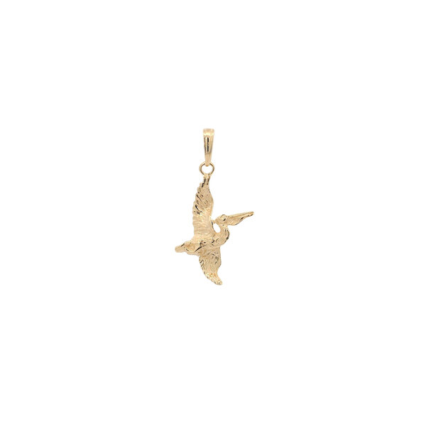 14K Yellow Gold Flying Pelican Charm 24x15mm