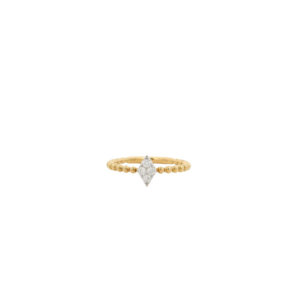 18K Yellow Gold .09ct Diamond Beaded MQ Shaped Band Size 6.5