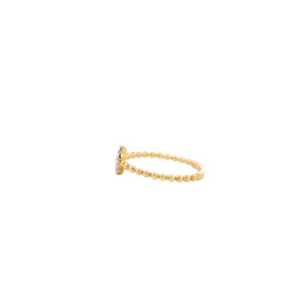 18K Yellow Gold .09ct Diamond Beaded MQ Shaped Band Size 6.5