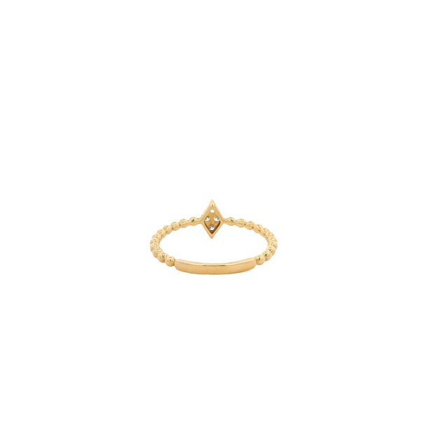 18K Yellow Gold .09ct Diamond Beaded MQ Shaped Band Size 6.5