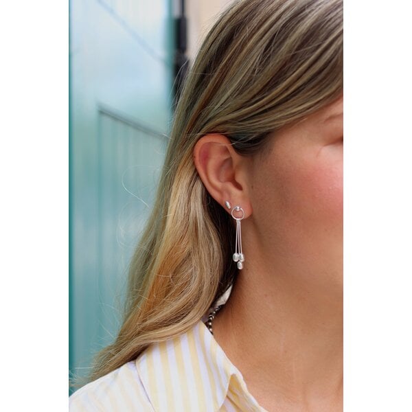 Sterling Silver Charleston Rice Bead Post Top Dangle Earrings