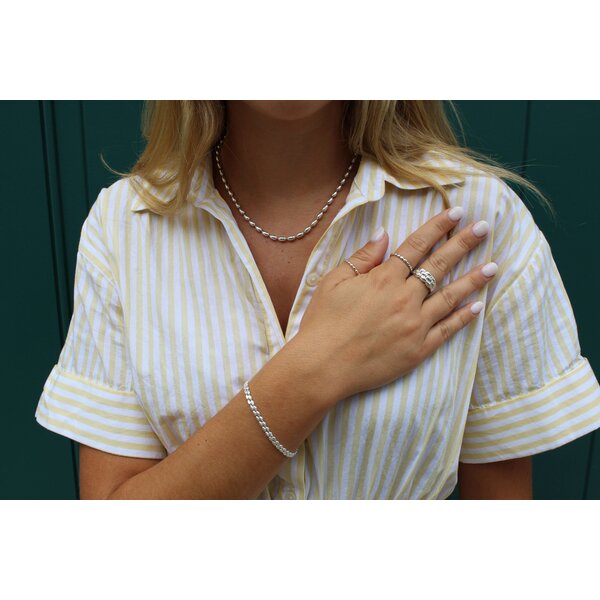 Sterling Silver Jumbo Charleston Rice Bead Necklace