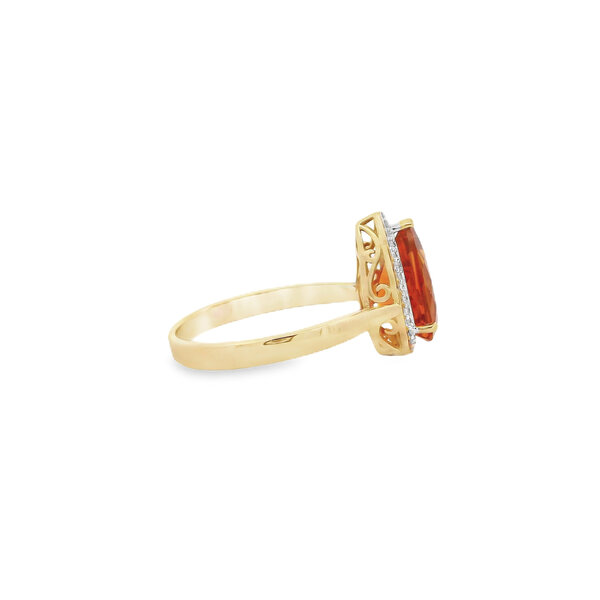 14K Yellow Gold  2.80ct Pear Madeira Citrine & .13ct Diamond Ring Size 9