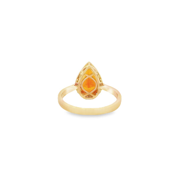 14K Yellow Gold  2.80ct Pear Madeira Citrine & .13ct Diamond Ring Size 9