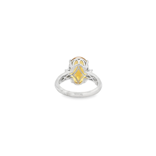 Sterling Silver 4.45CT Oval Madeira Citrine & .16ct White Zircon Ring Size 7