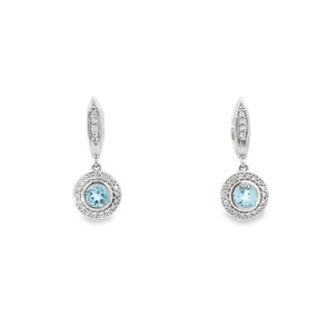 SS 1.66ct Sky BT .75ct White Zircon Dangle Post Earrings